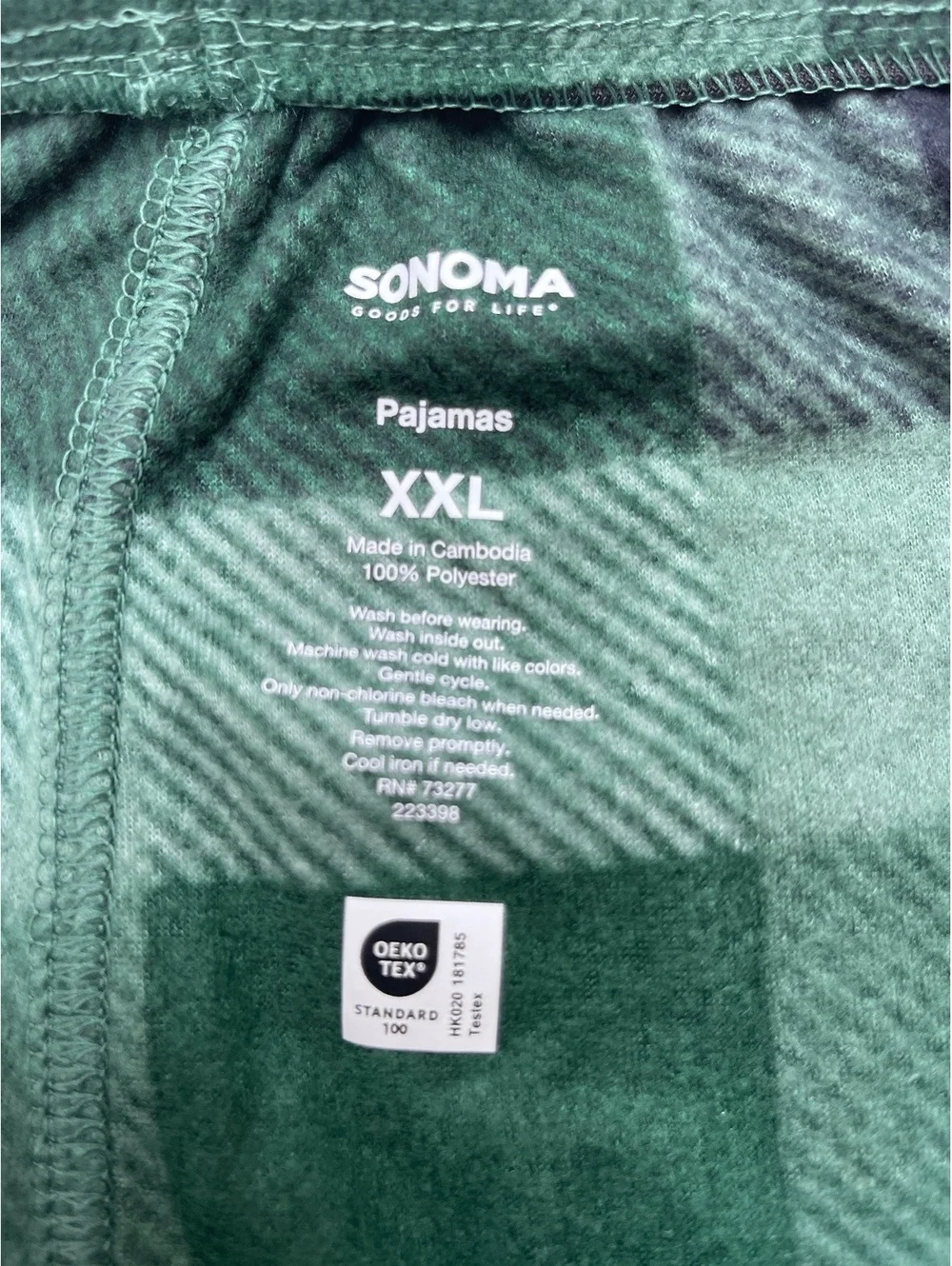 Sonoma XXL Green Plaid Pajama Pants
